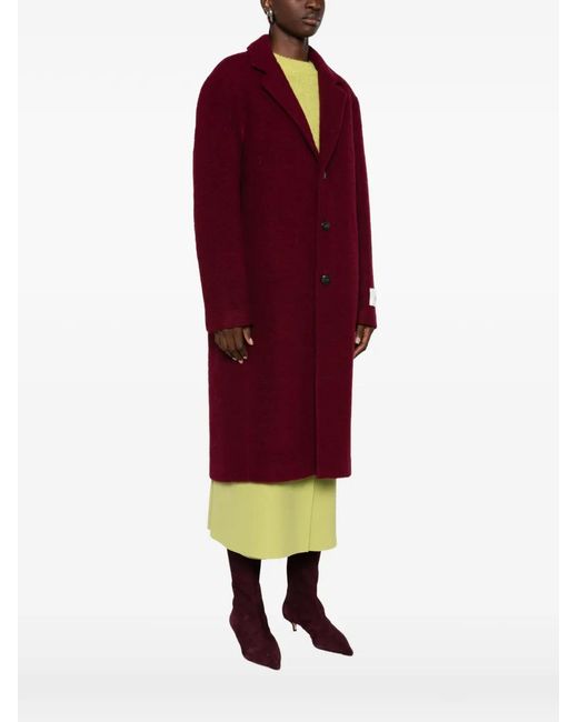 AMISH Red Single-Breasted Logo-Patch Coat