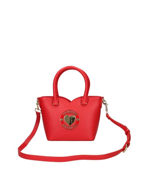 Love Moschino Red Logo-Plaque Tote Bag