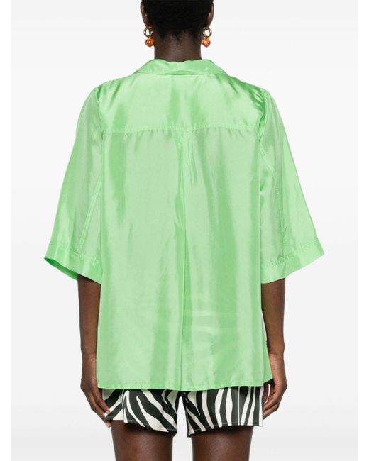 Forte Forte Green Camp-collar Silk Shirt