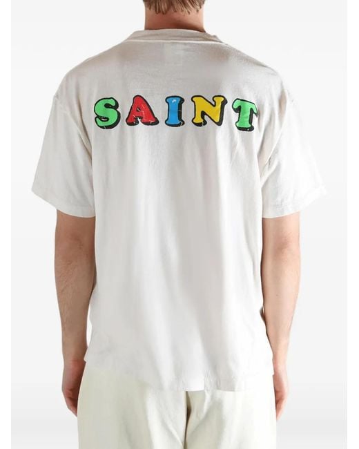 SAINT Mxxxxxx White Graphic-Print T-Shirt for men