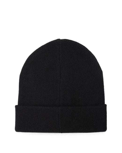 Barbour Black Logo-Patch Knit Beanie Hat for men