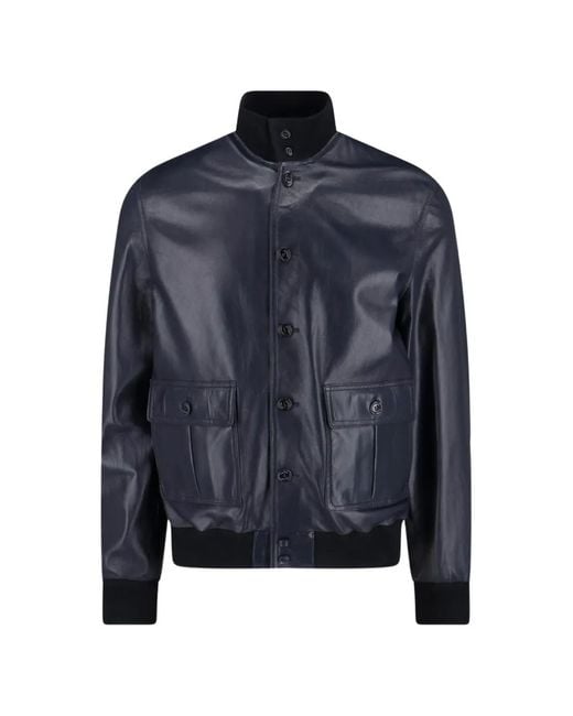 Valstar Blue Buttoned Leather Jacket for men