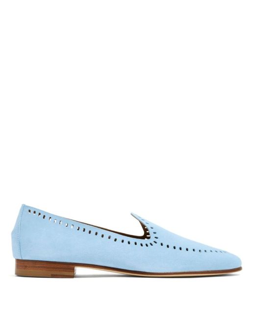 Edhen Milano Blue Cut-out Suede Loafers for men