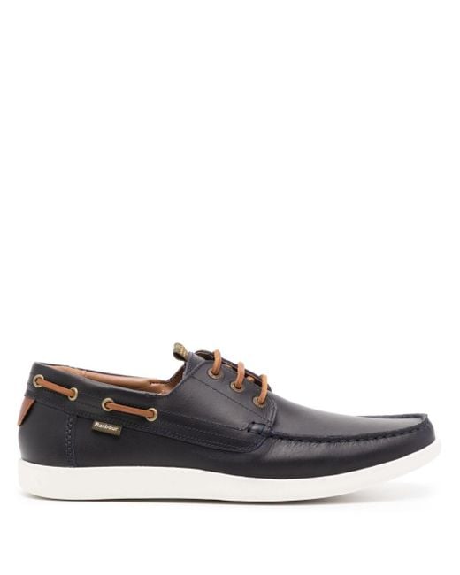 Barbour Gray Armada Leather Boat Shoes for men