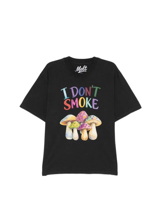Melt Black Mushroom Print T-Shirt for men