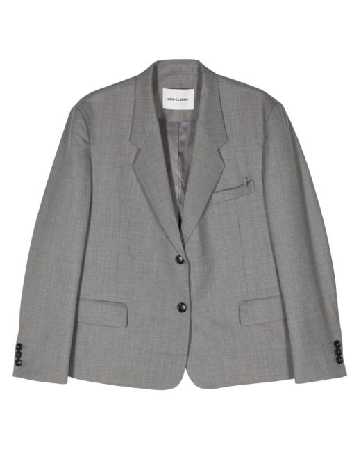 Low Classic Gray Mélange-effect Single-breasted Blazer