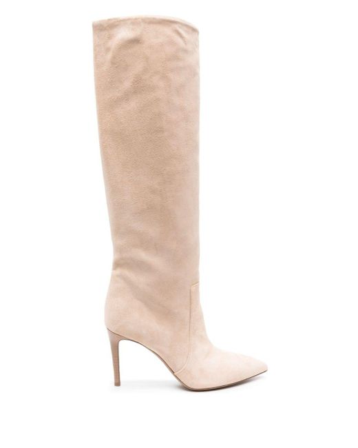 Paris Texas White 85mm Knee-high Suede Boots