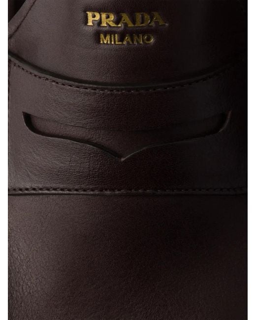 Prada Brown Leather Loafers for men