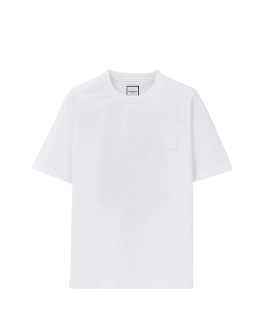 Wooyoungmi White Floral-Print Logo-Patch T-Shirt for men