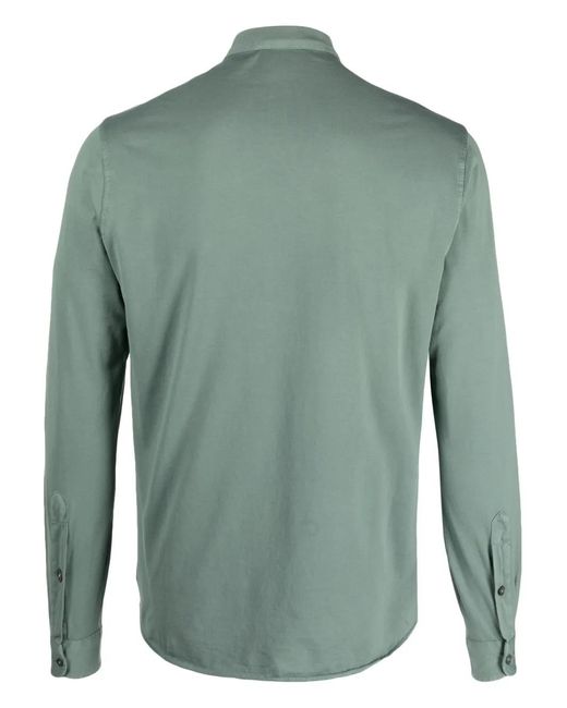 Dell'Oglio Green Band-Collar Cotton Polo Shirt for men