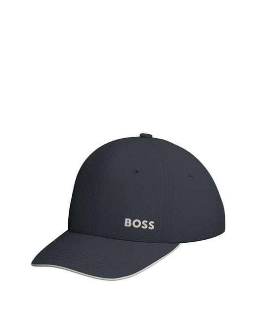 Boss Blue Cotton-Twill Cap With Logo Print for men