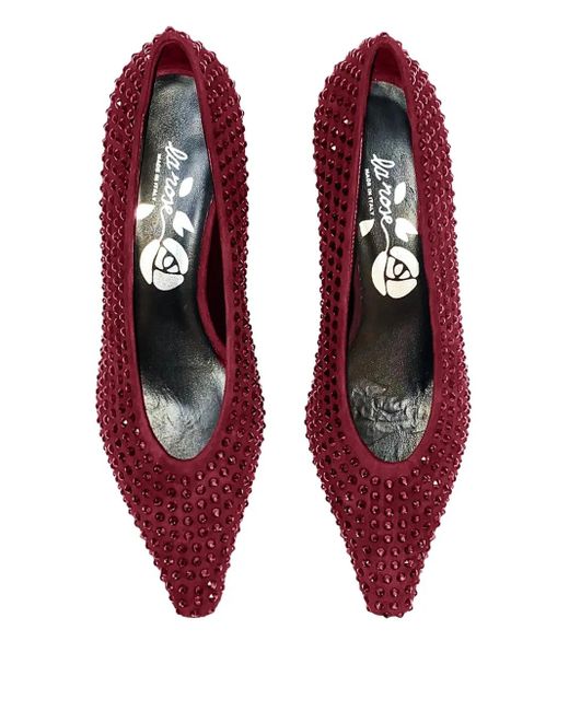 LA ROSE Red Crystal Heeled Pumps