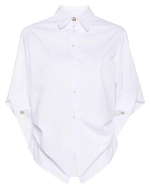 Liu Jo White Asymmetric Poplin Shirt