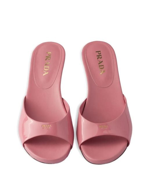 Prada Pink 45Mm Leather Mules