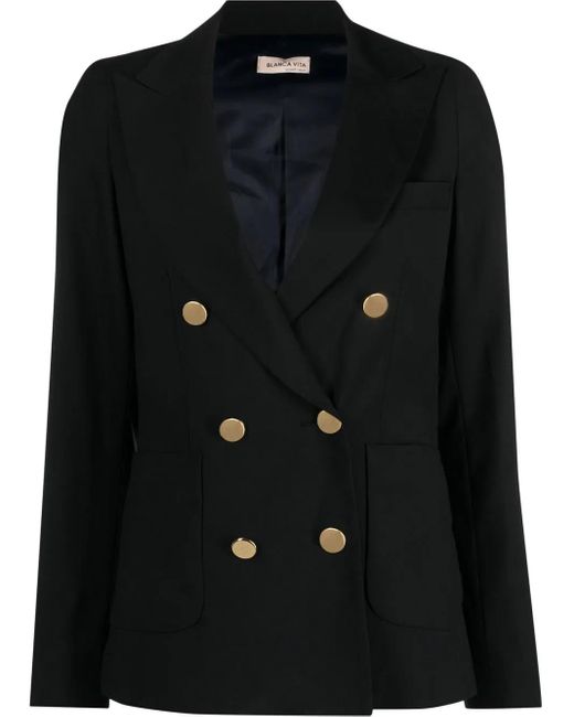 Blanca Vita Blazer Met Dubbele Rij Knopen in het Black