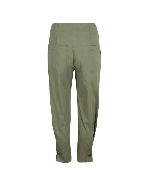 Veronica Beard Green Stapleton Button-Cuff Trousers