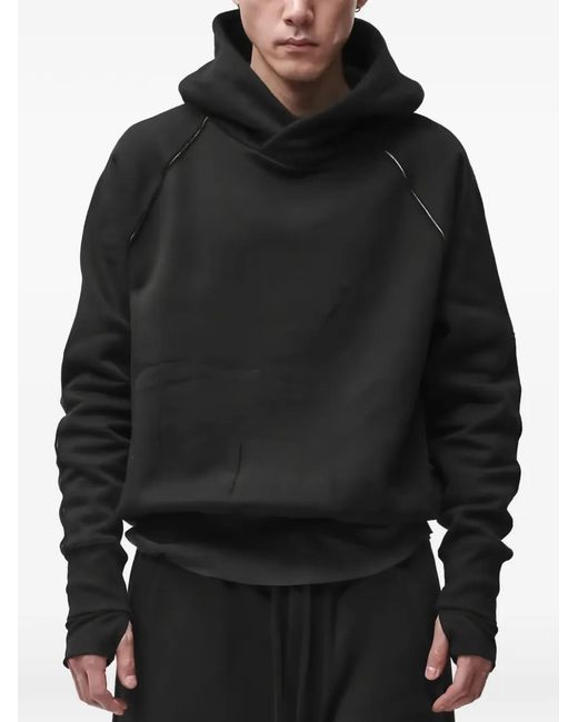 Thom Krom Gray Raw-Edge Raglan-Sleeve Hoodie for men
