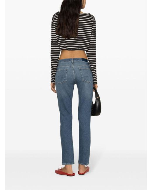 7 For All Mankind Blue Roxanne Mid-rise Slim-cut Jeans