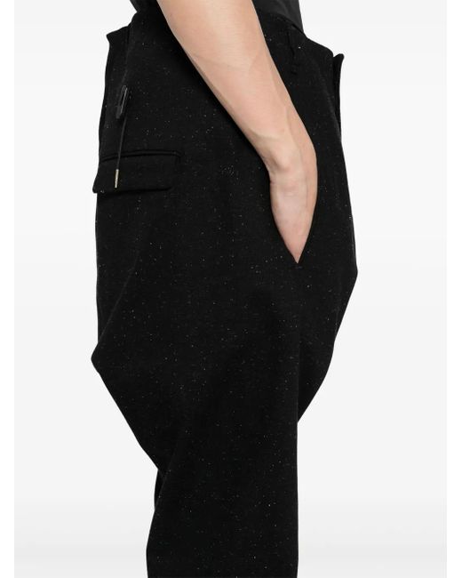 Boris Bidjan Saberi Black Dyed Drop-Crotch Trousers for men