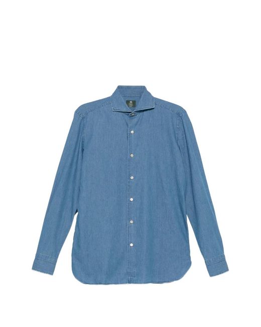Luigi Borrelli Napoli Blue Long-Sleeve Shirt for men