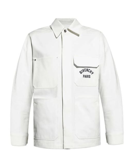 Givenchy White Logo-Embroidered Shirt Jacket for men