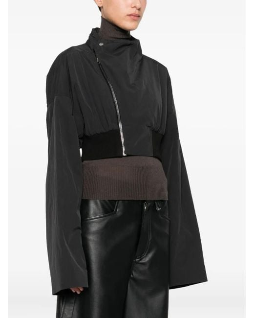 Rick Owens Black Double-Breasted Cropped Jacket