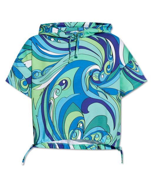 Moschino Blue Abstract-print Cotton Hoodie