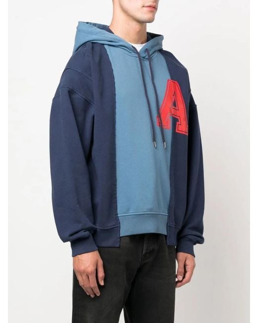 Ambush Blue Panelled Logo-Print Hoodie for men