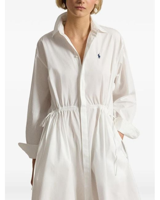 Polo Ralph Lauren White Margo Long-Sleeves Shirt Dress