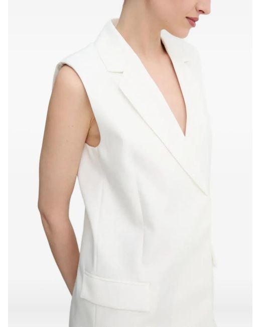 Day Birger et Mikkelsen White Notched-Lapel Sleeveless Dress