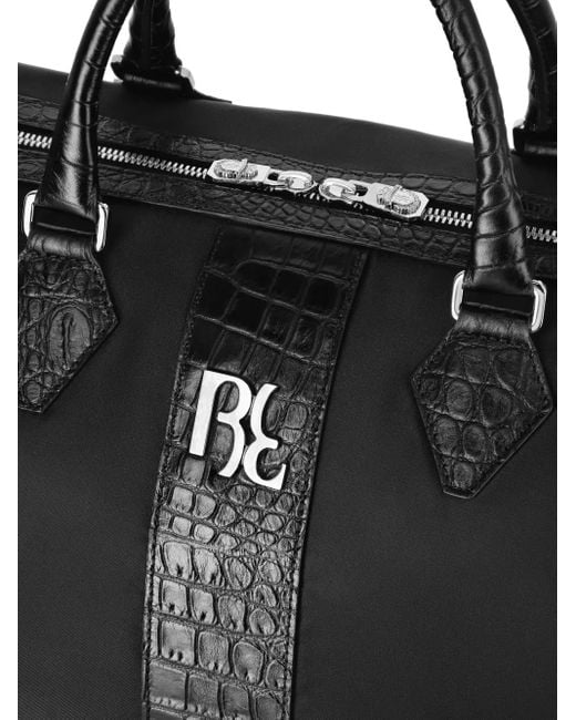 Billionaire Black Crocodile-Embossed Nylon Travel Bag for men