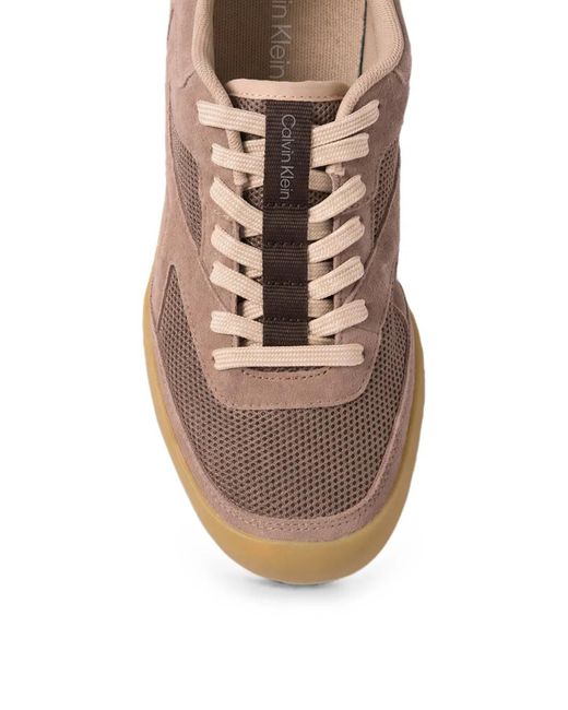 Calvin Klein Brown Kayla Panelled Mesh-Insert Sneakers
