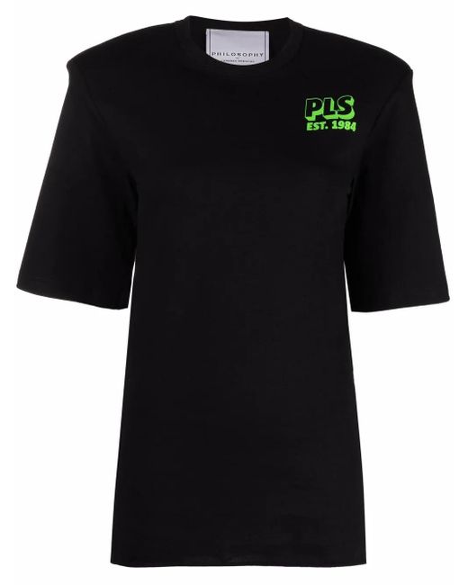 Philosophy Di Lorenzo Serafini Black Cotton Logo-Print T-Shirt