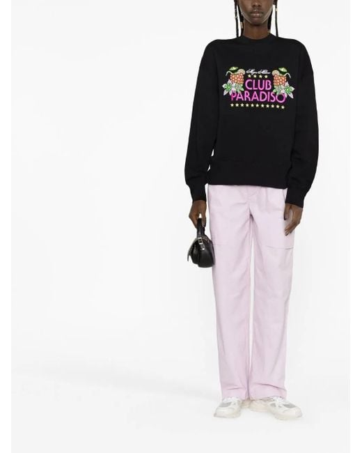 MSGM Black Graphic-Print Sweatshirt