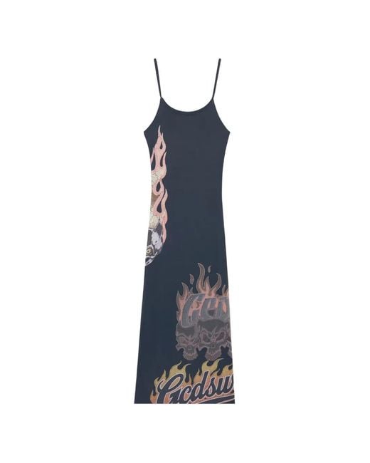 Gcds Blue Midi Dress With Graphic Print
