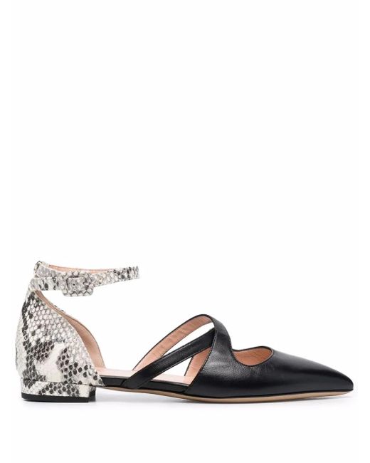Bally White Python Print-Detail Pointed Pumps