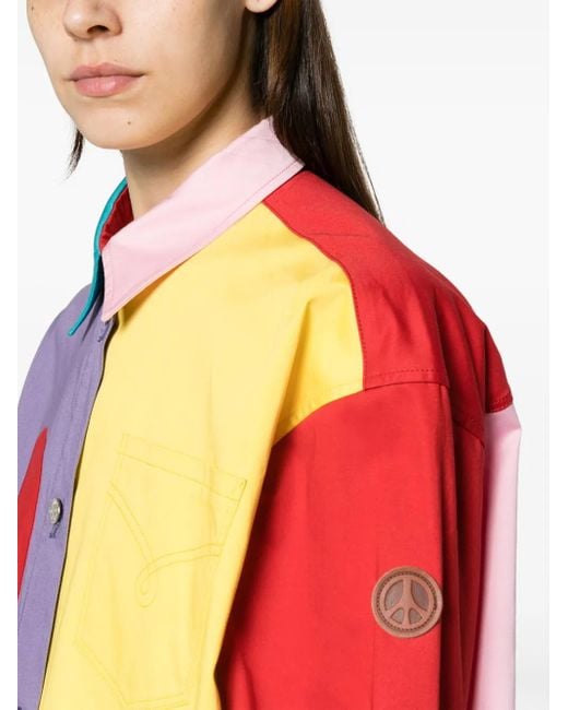 Moschino Blue Graphic-Print Panelled Shirt