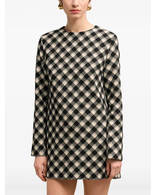 AMI Black Check-Pattern Mini-Dress