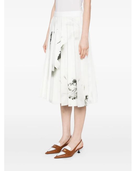 Tory Burch White Graphic-Print Skirt