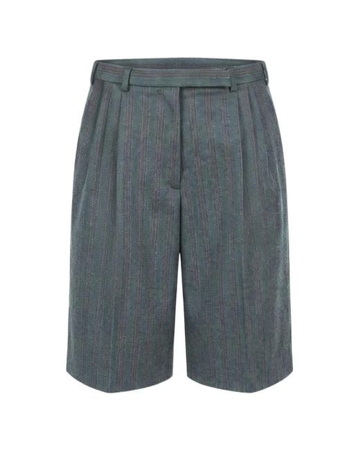 Jil Sander Gray Herringbone-Pattern Pleated Shorts