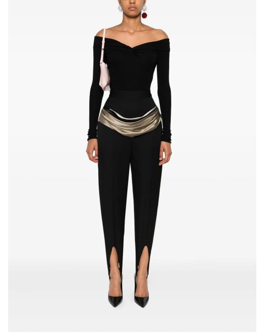 Blumarine Black Off-Shoulder Twist-Front Top