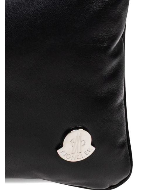 Moncler Vetta Kleine Leren Schoudertas Met Logoplakkaat in het Black