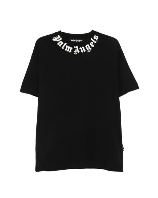 Palm Angels Black Logo Cotton T-Shirt for men