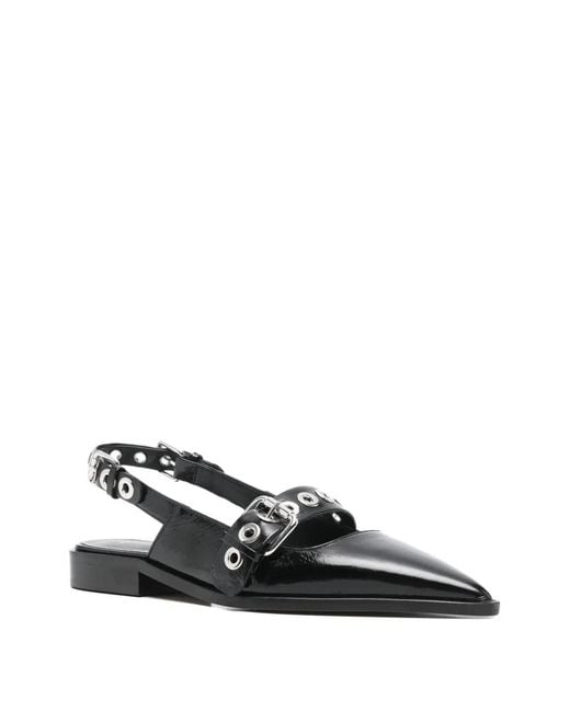 Maje Black Eyelet Strap Loafer