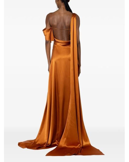 Roksanda Brown Lysa Ruffled Draped Maxi Dress