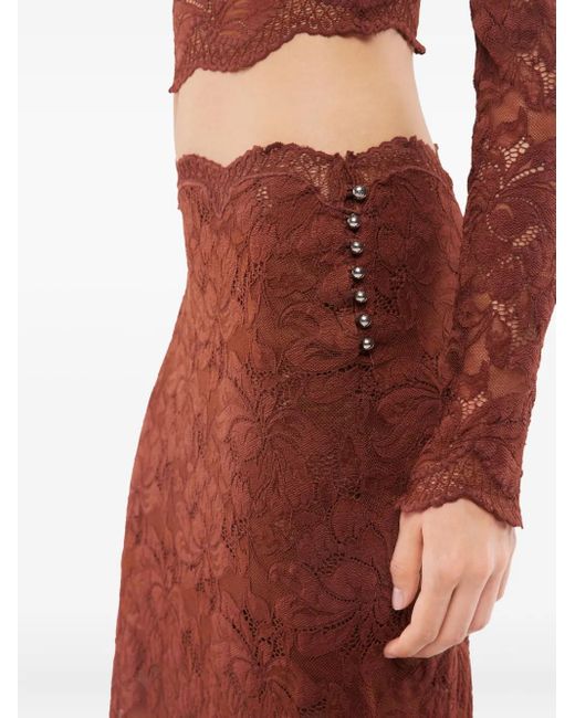 Rabanne レース フローラル スカート Brown