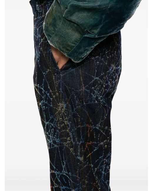 MASU Blue Flocky Web Flare Pants for men