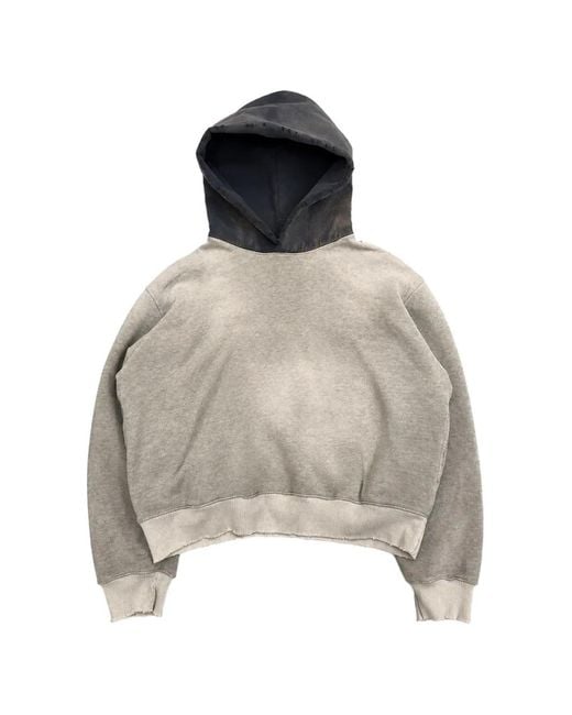MOOJI MOOJI White Contrast-Hood Frayed Hoodie