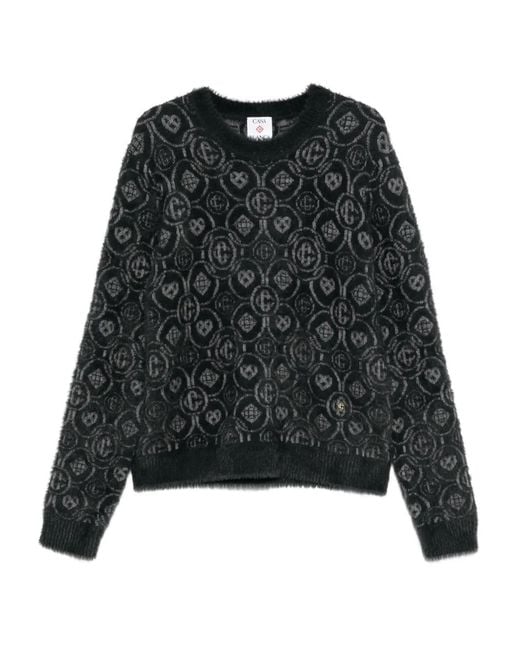 Casablanca Black Fluffy Monogram Sweater for men