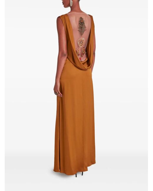 Temperley London Brown Adalina Beaded Maxi Dress